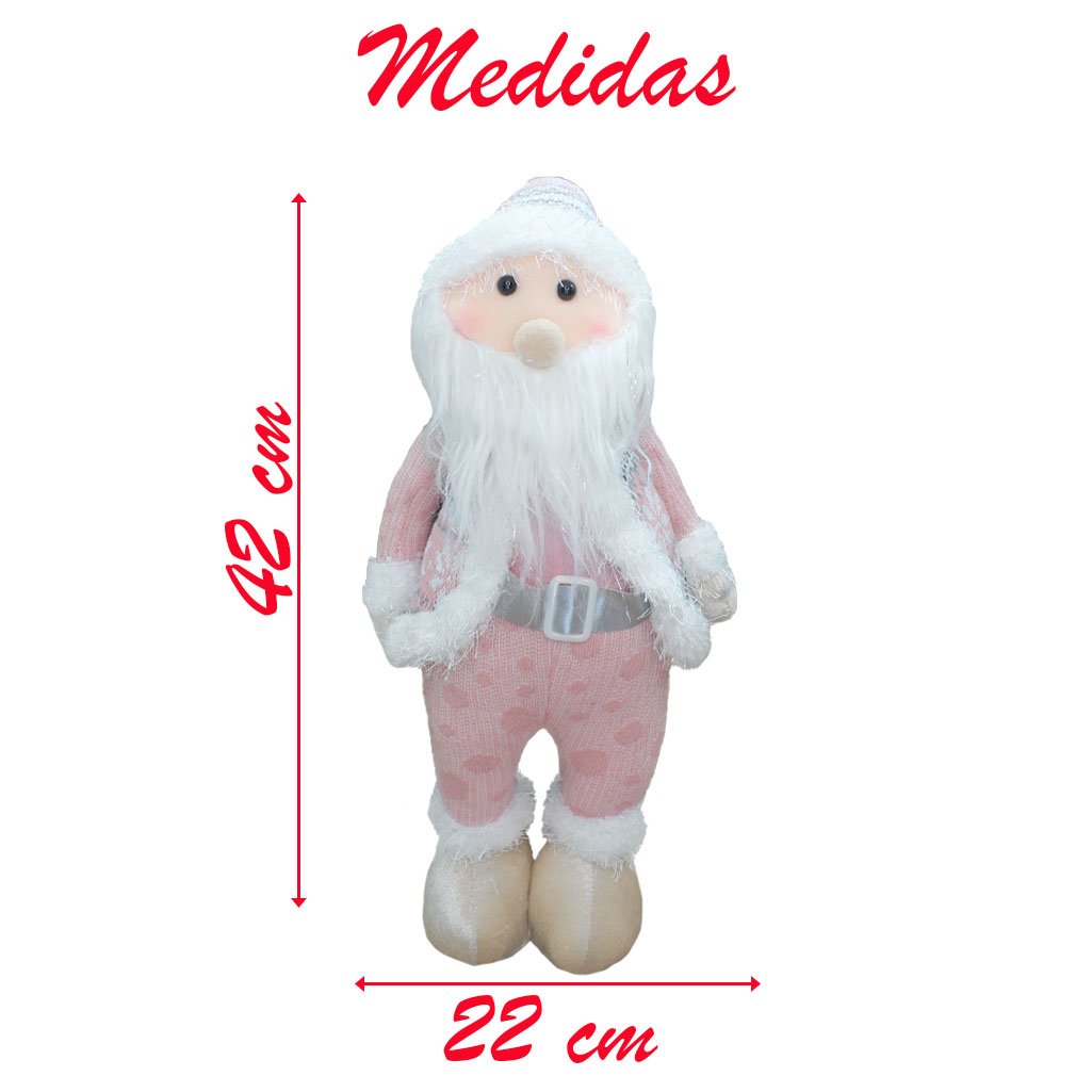 Dupla Boneco Natalino Papai Noel e Boneco De Neve Rosa