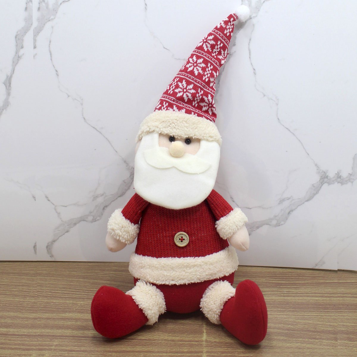 Dupla Boneco Neve Papai Noel Sentado Decoração Natal De 35cm