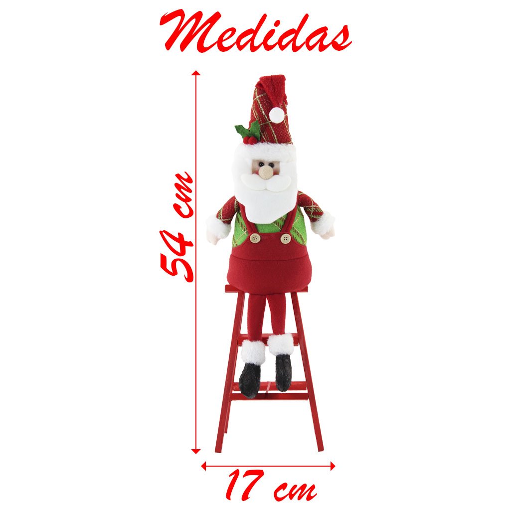 Dupla Boneco de Neve Papai Noel Decoração Natal Escada