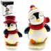 Dupla Casal Pinguim Na Prancha Decoração Luminária Luzes LED