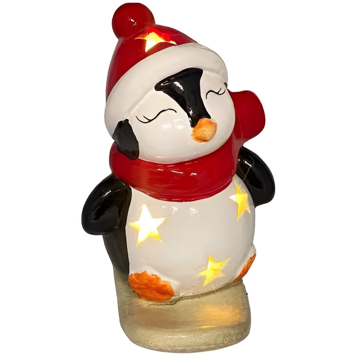 Dupla Casal Pinguim Na Prancha Decoração Luminária Luzes LED