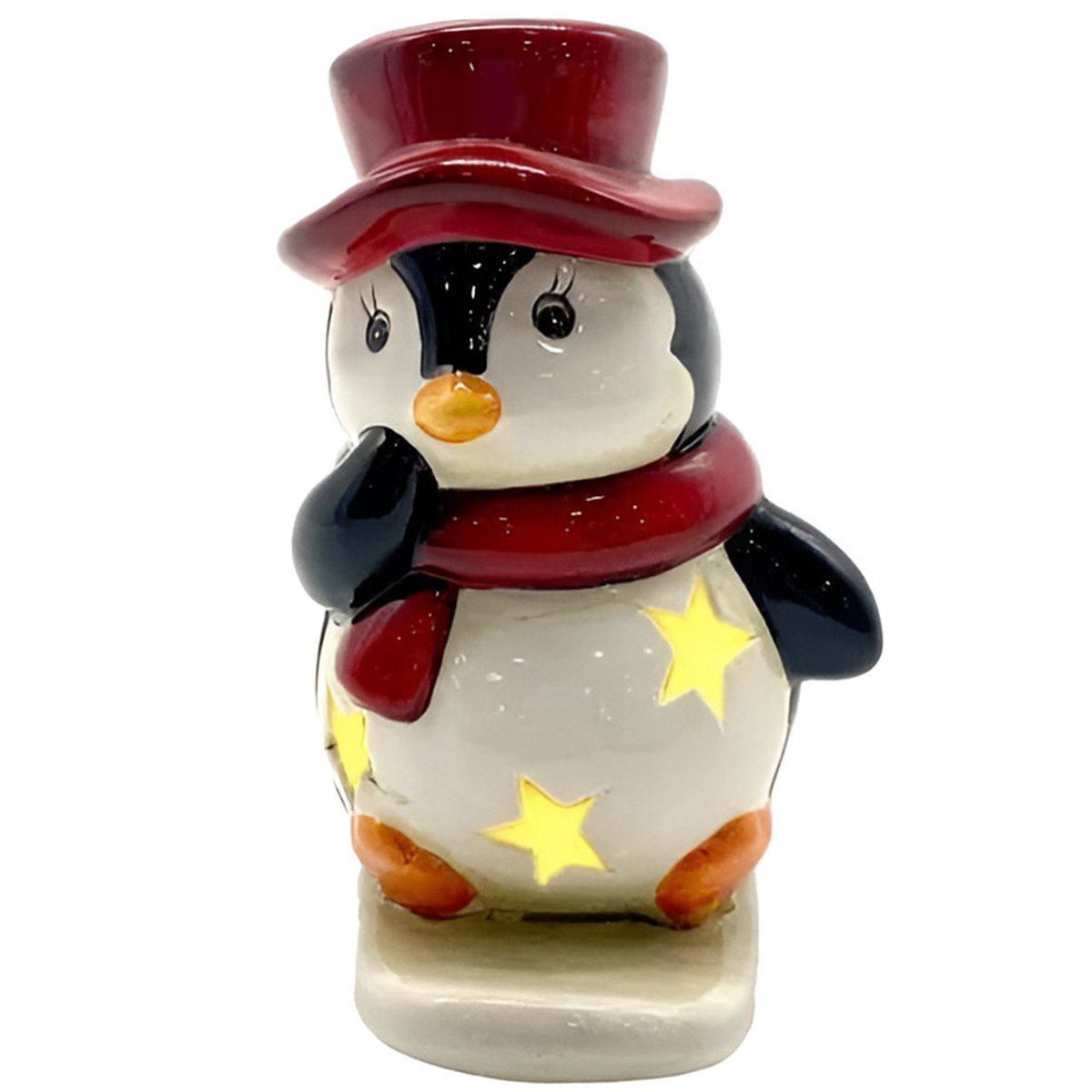 Dupla Casal Pinguim Na Prancha Decoração Luminária Luzes LED