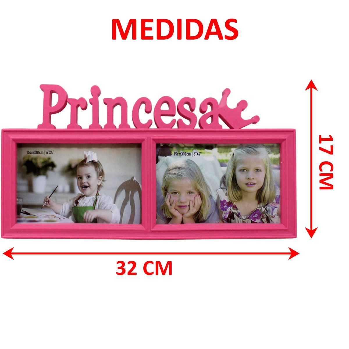 Dupla Porta Retrato Infantil Mural Príncipe Princesa 15x10cm
