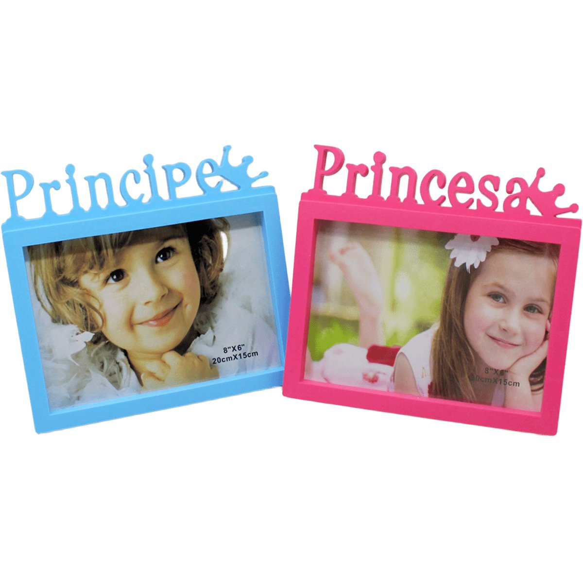 Dupla Porta Retrato Infantil Mural Príncipe Princesa 20x15cm