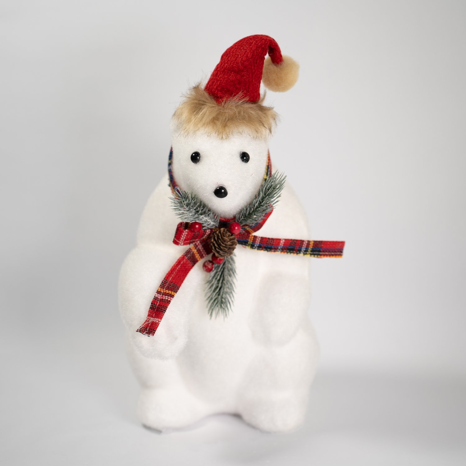 Dupla Urso Polar Decoração Natalina Enfeite 35cm Branco