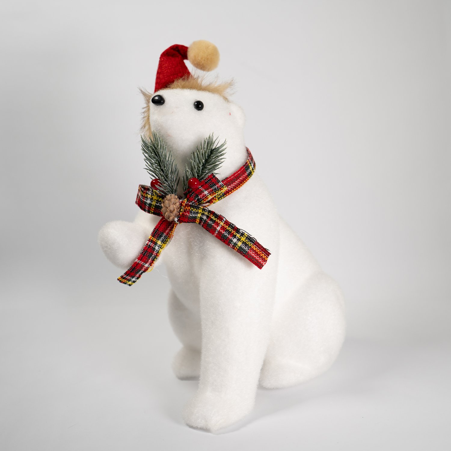 Dupla Urso Polar Decoração Natalina Enfeite 35cm Branco