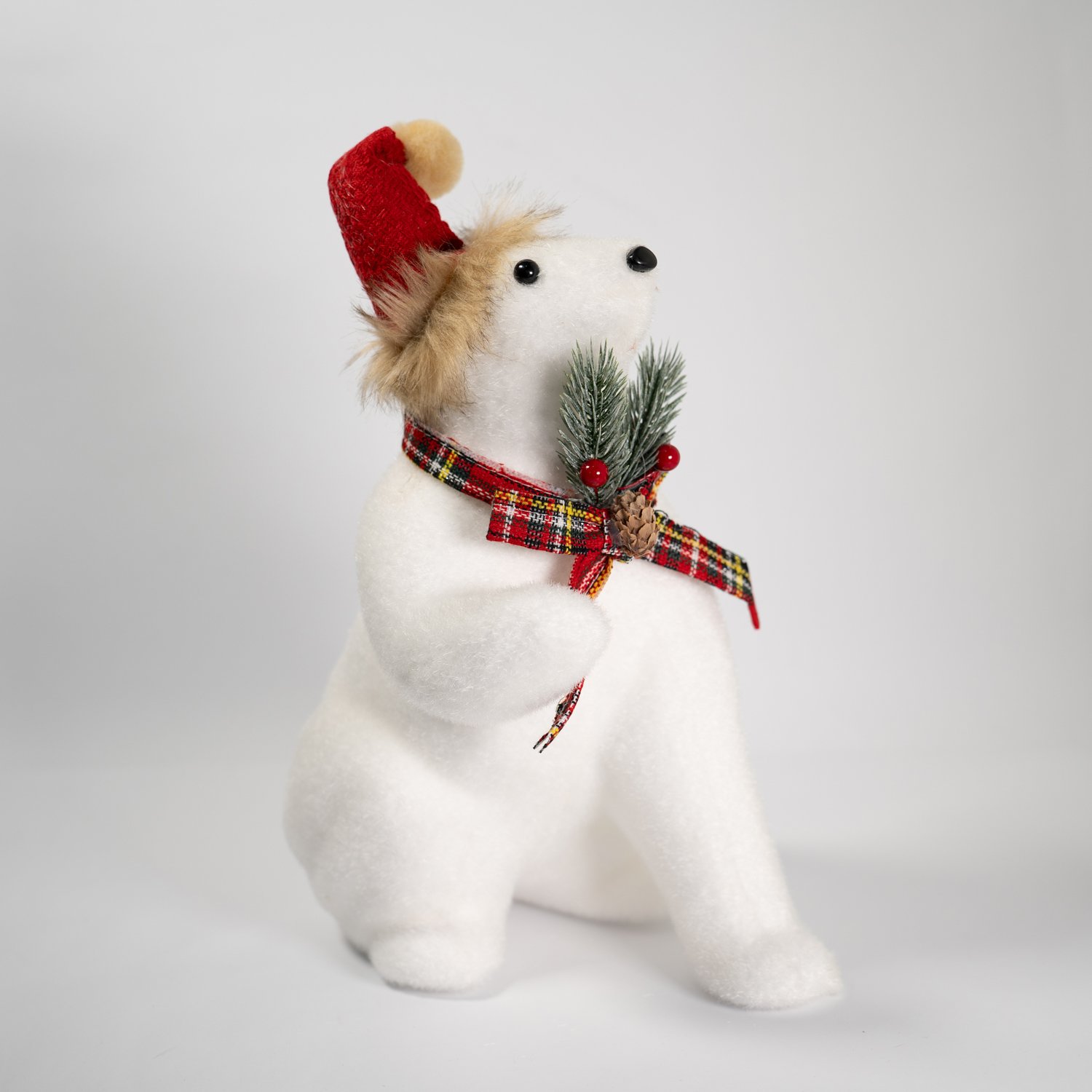 Dupla Urso Polar Decoração Natalina Enfeite 35cm Branco