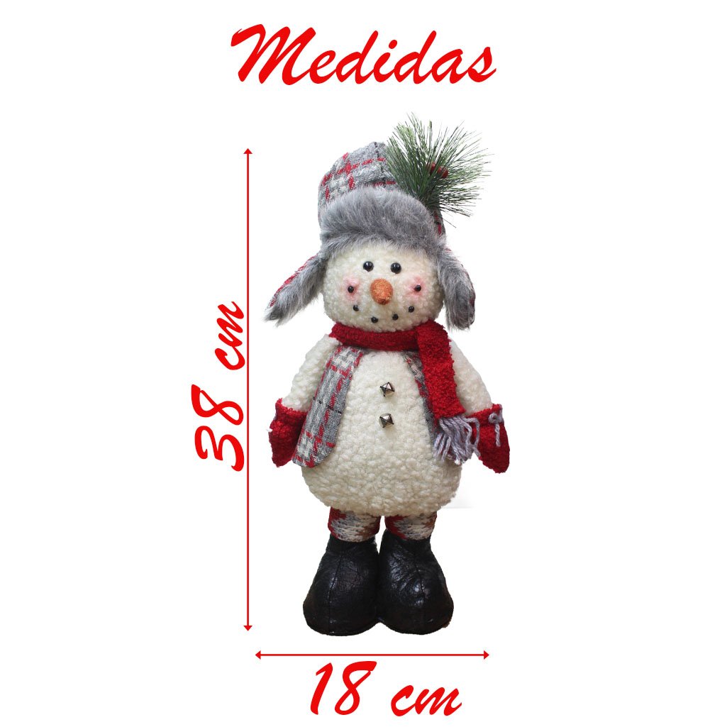 Enfeite Boneco De Neve Com Chapéu Natal Em Tecido 38cm