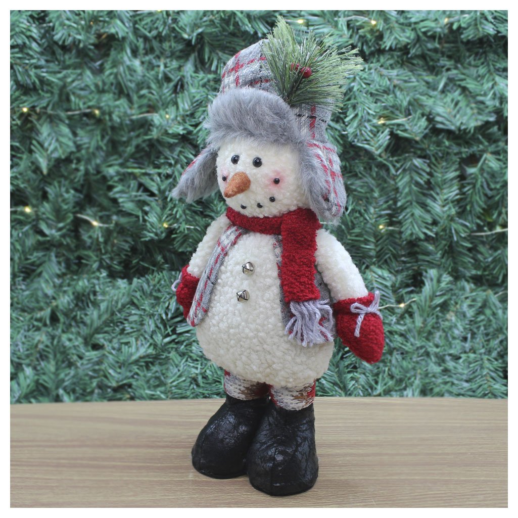 Enfeite Boneco De Neve Com Chapéu Natal Em Tecido 38cm