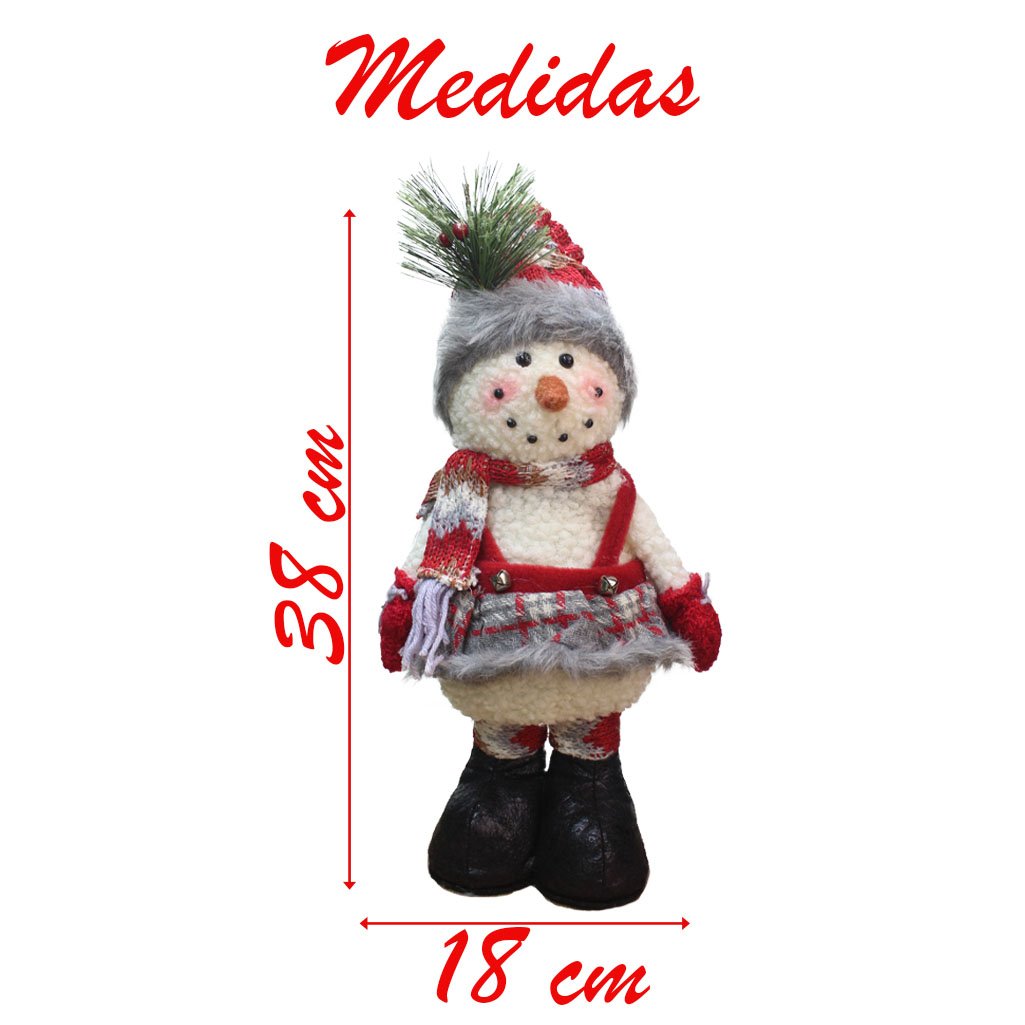 Enfeite Boneco De Neve Natal Em Tecido 38cm