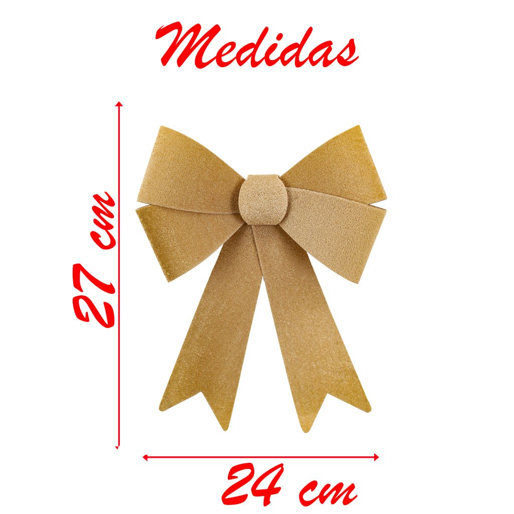 Enfeite Árvore Natal Laço Dourado Veludo 27cm