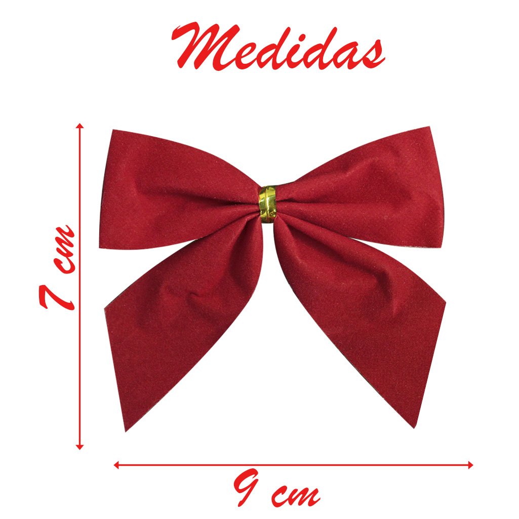 Enfeite Árvore Natal Laço Vermelho 7cm 90 Unidades
