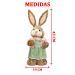 Enfeite Coelhinha de Páscoa Coelha Em Palha Artesanal 43cm