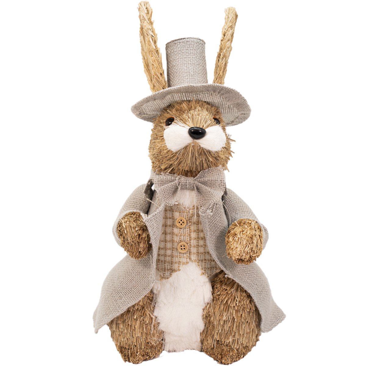 Enfeite Coelhinho de Páscoa Coelho Em Palha Artesanal 37cm