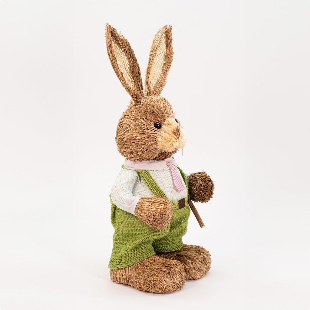 Enfeite Coelhinho de Páscoa Coelho Em Palha Artesanal 43cm