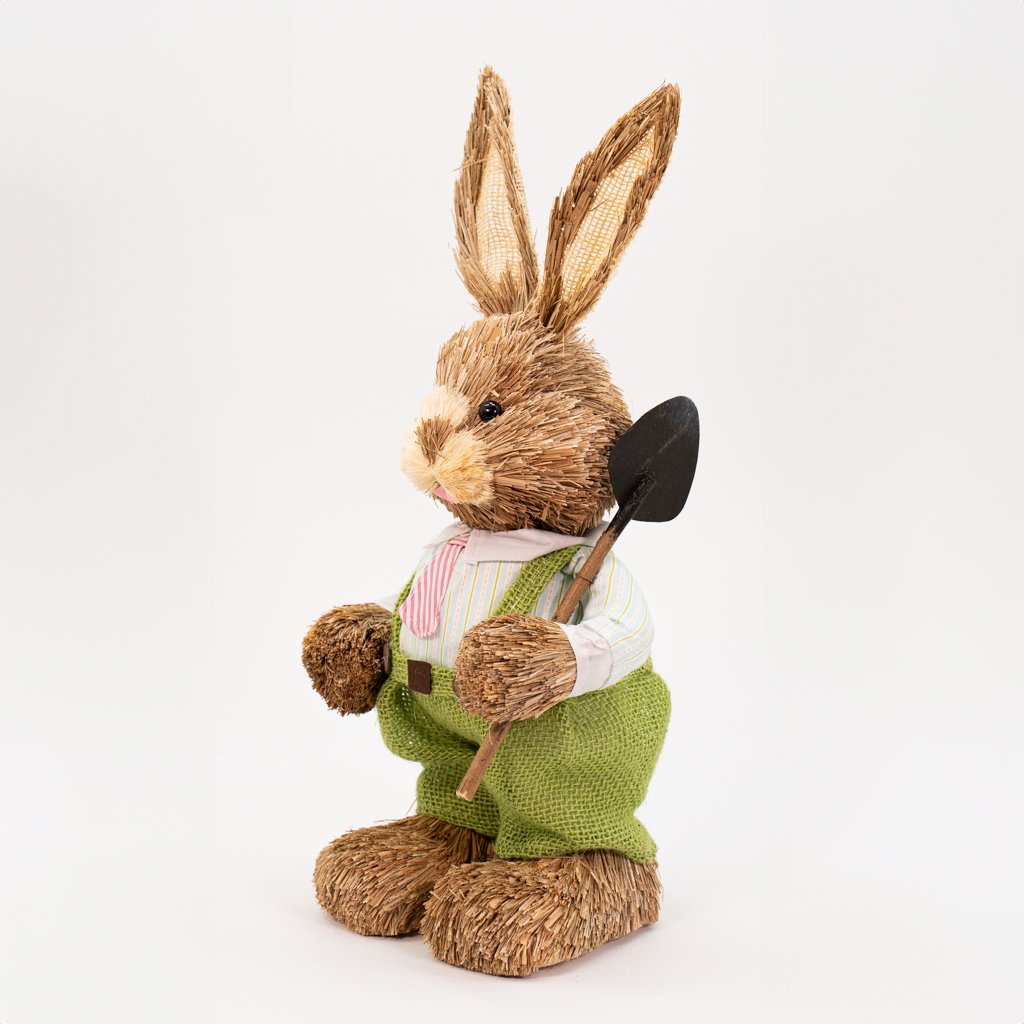 Enfeite Coelhinho de Páscoa Coelho Em Palha Artesanal 43cm