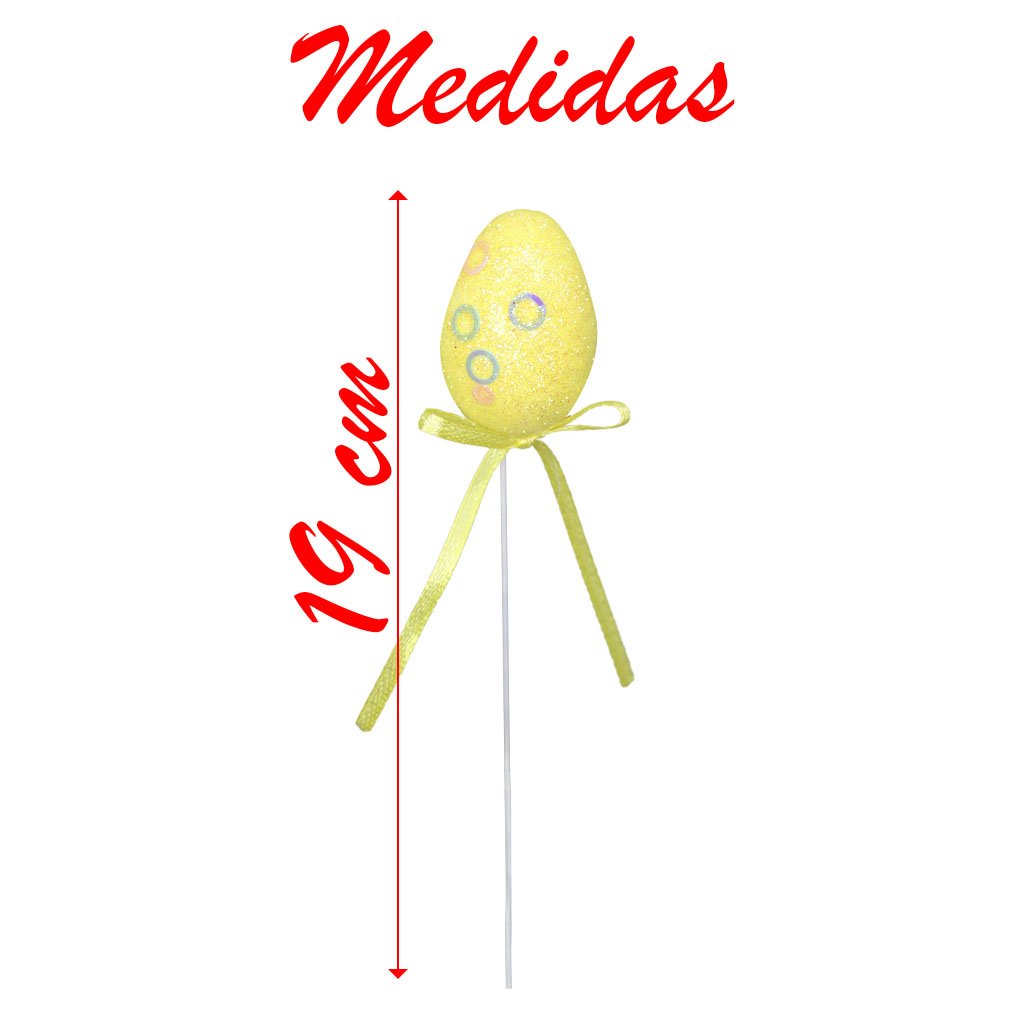 Enfeite Decorativo 48 Ovos De Páscoa Com Brilho E Haste
