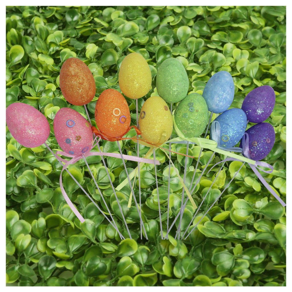Enfeite Decorativo 48 Ovos De Páscoa Com Brilho E Haste