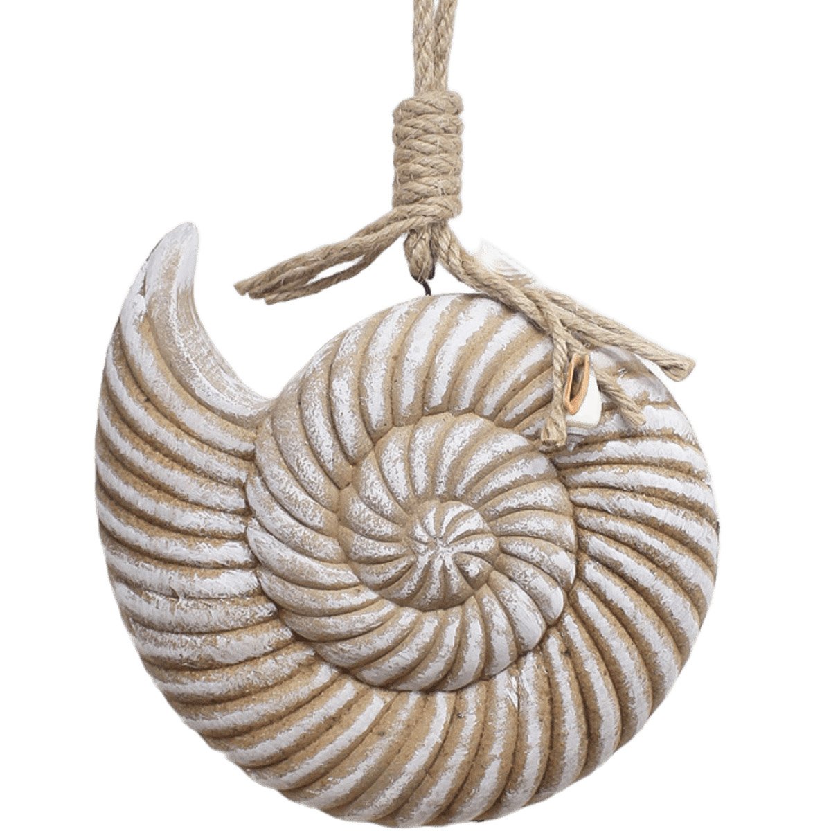Enfeite Decorativo Concha Caracol De Madeira Casa Praia 21cm