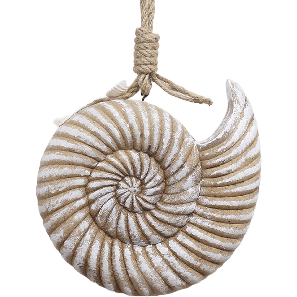 Enfeite Decorativo Concha Caracol De Madeira Casa Praia 21cm