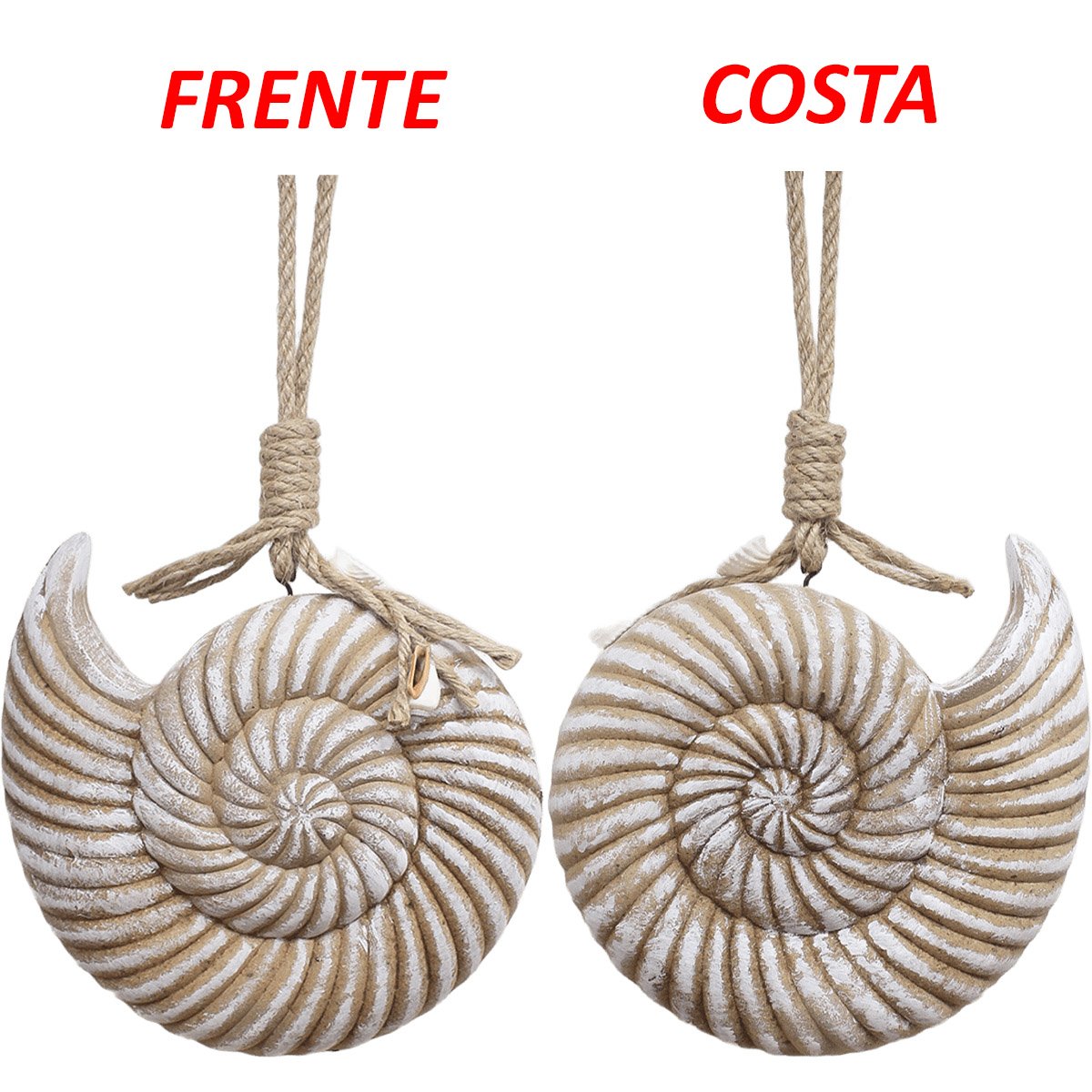 Enfeite Decorativo Concha Caracol De Madeira Casa Praia 21cm