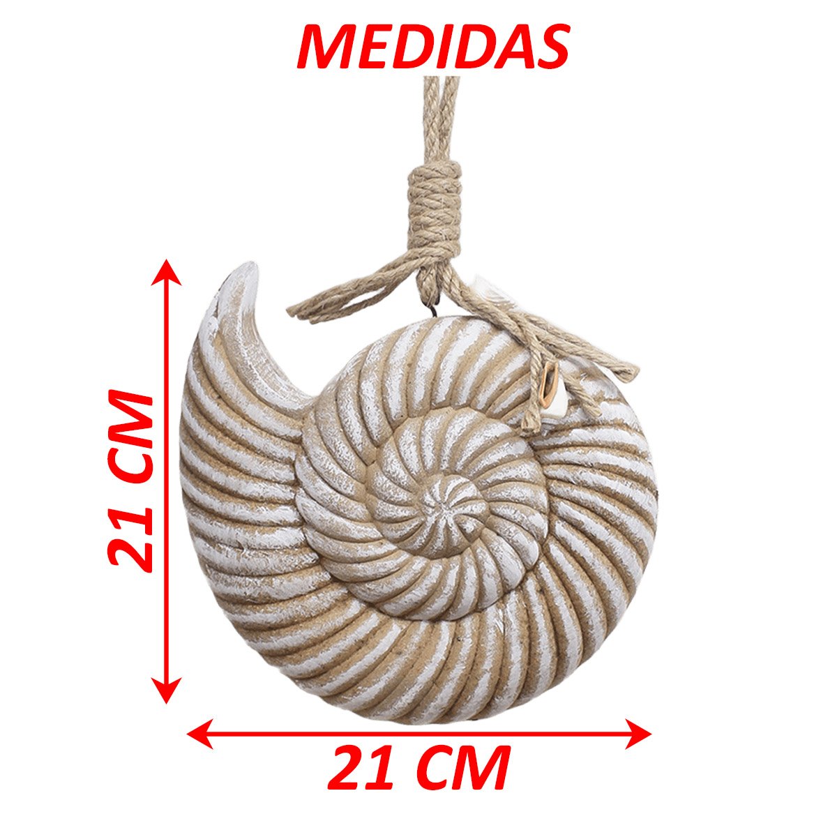 Enfeite Decorativo Concha Caracol De Madeira Casa Praia 21cm