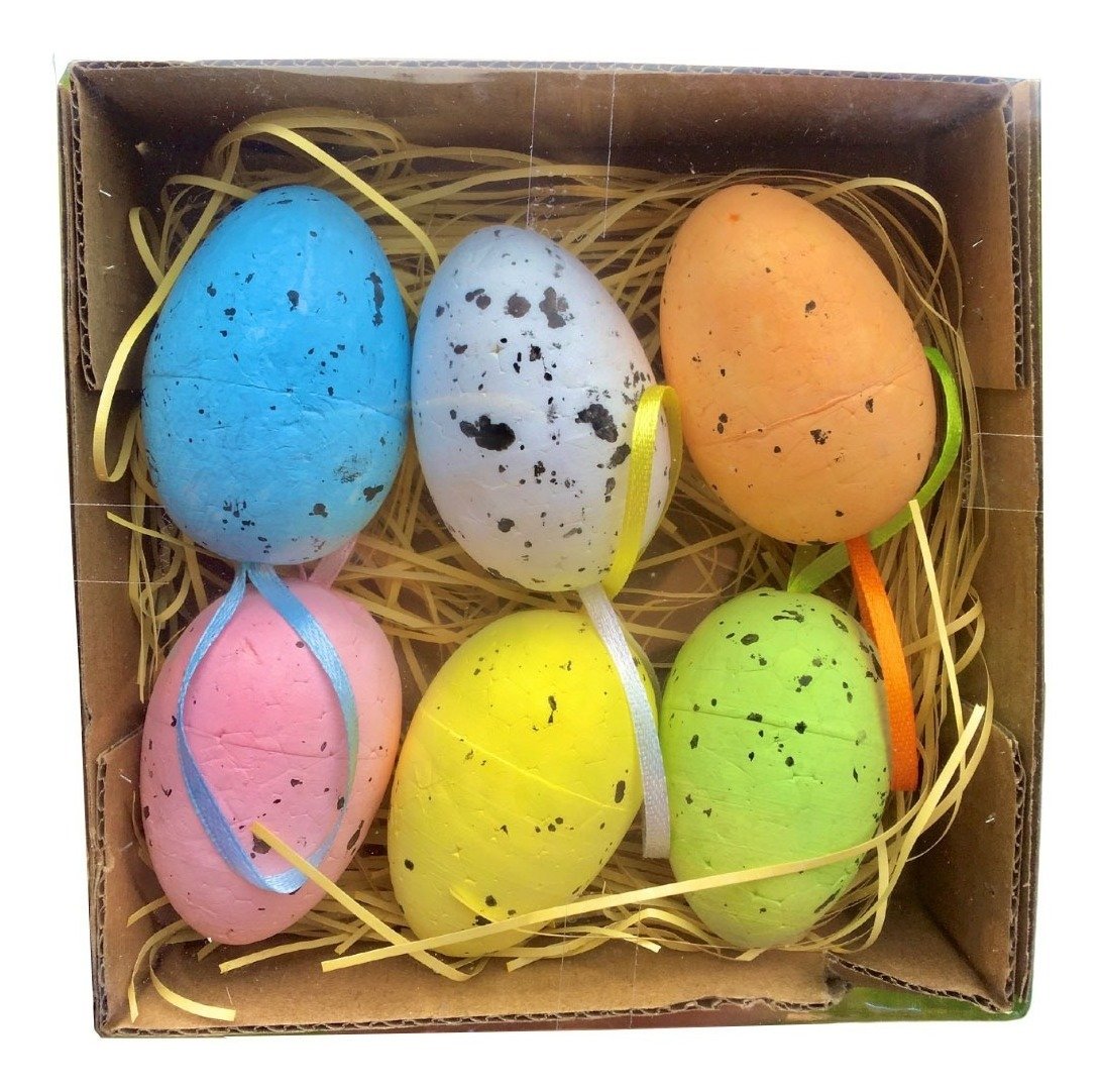 Enfeite Decorativo Páscoa 12 Ovos Pendentes Coloridos