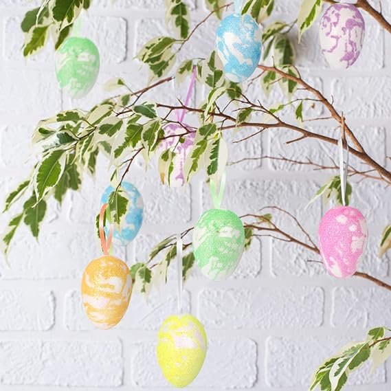 Enfeite Decorativo Páscoa 18 Ovos Pendentes Coloridos