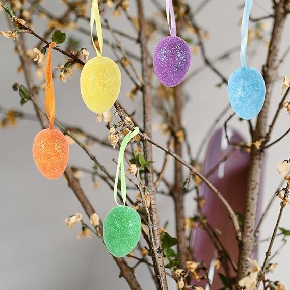 Enfeite Decorativo Páscoa 24 Ovos Pendentes Coloridos