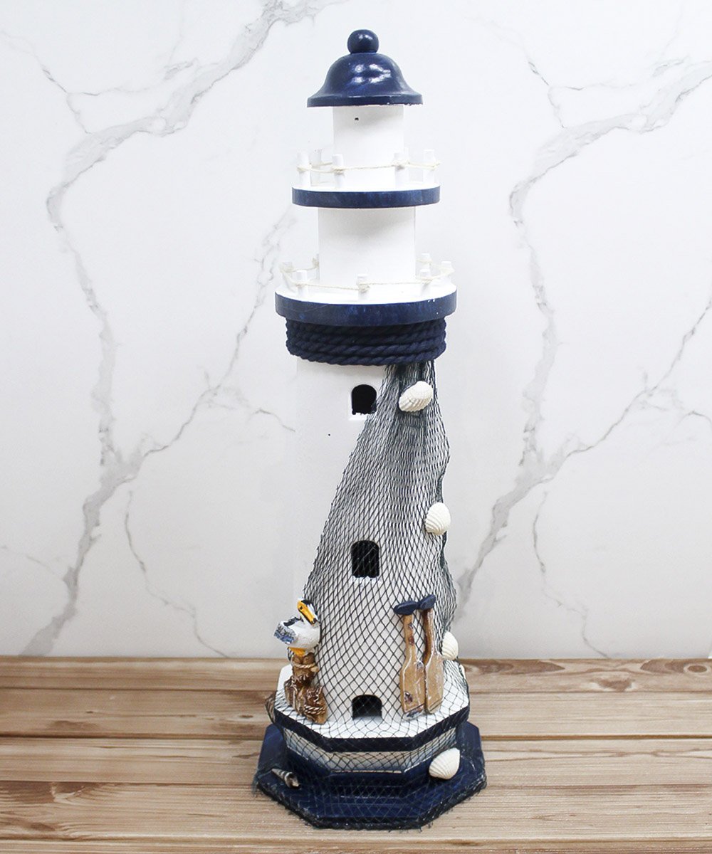 Enfeite Farol Marítimo Decoração Casa Náutica Mar Praia 50cm