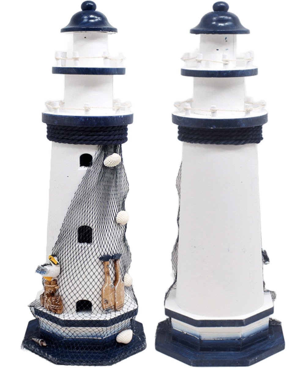 Enfeite Farol Marítimo Decoração Casa Náutica Mar Praia 50cm