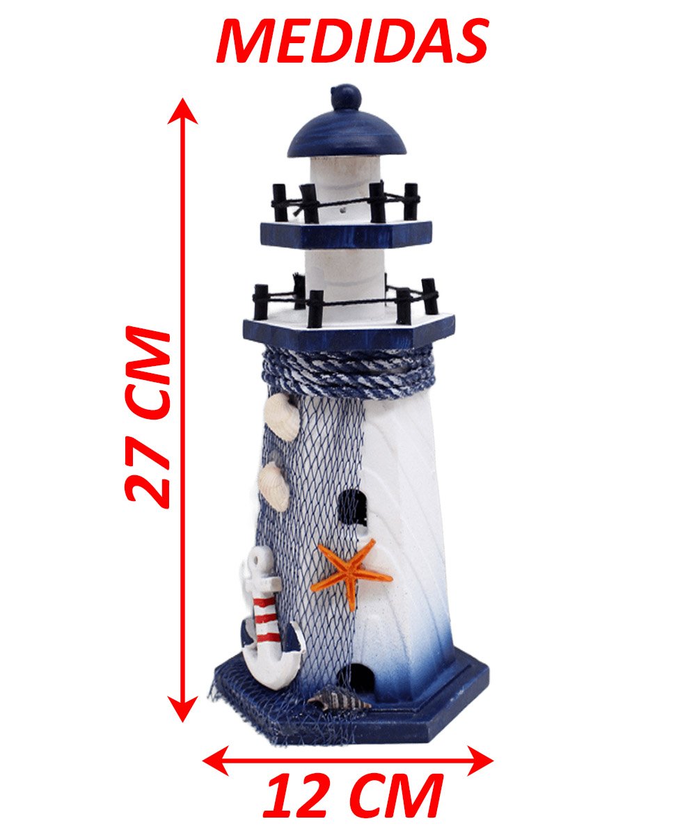Enfeite Farol Marítimo Decoração Casa Náutica Praia De 27cm