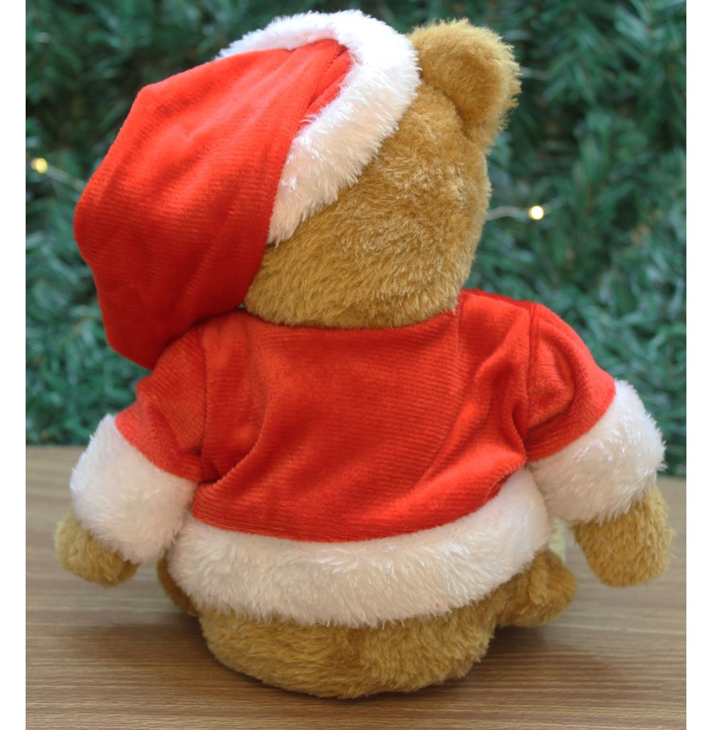Enfeite Natal Urso De Pelúcia Roupa E Gorro Natalino 23cm