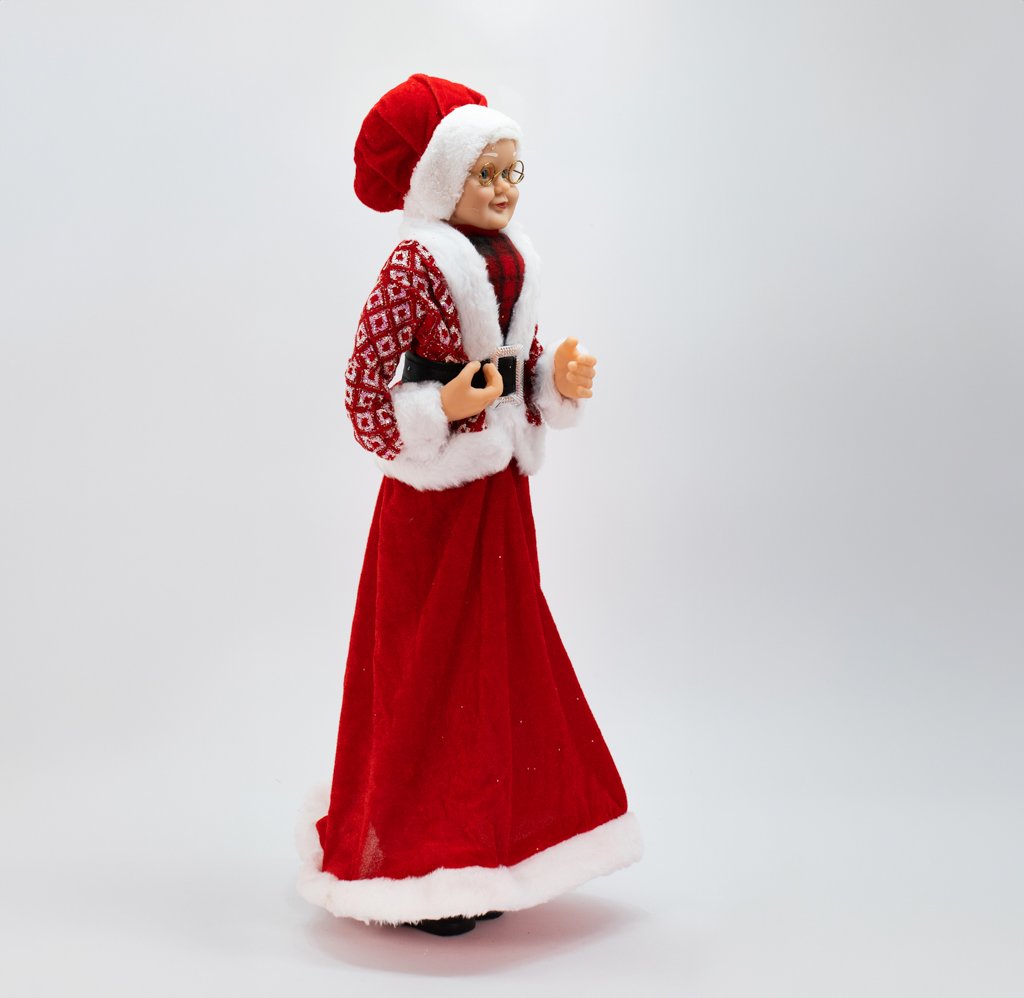 Enfeite Natalino Boneca Mamãe Noel Tecido Decorativo 61 cm