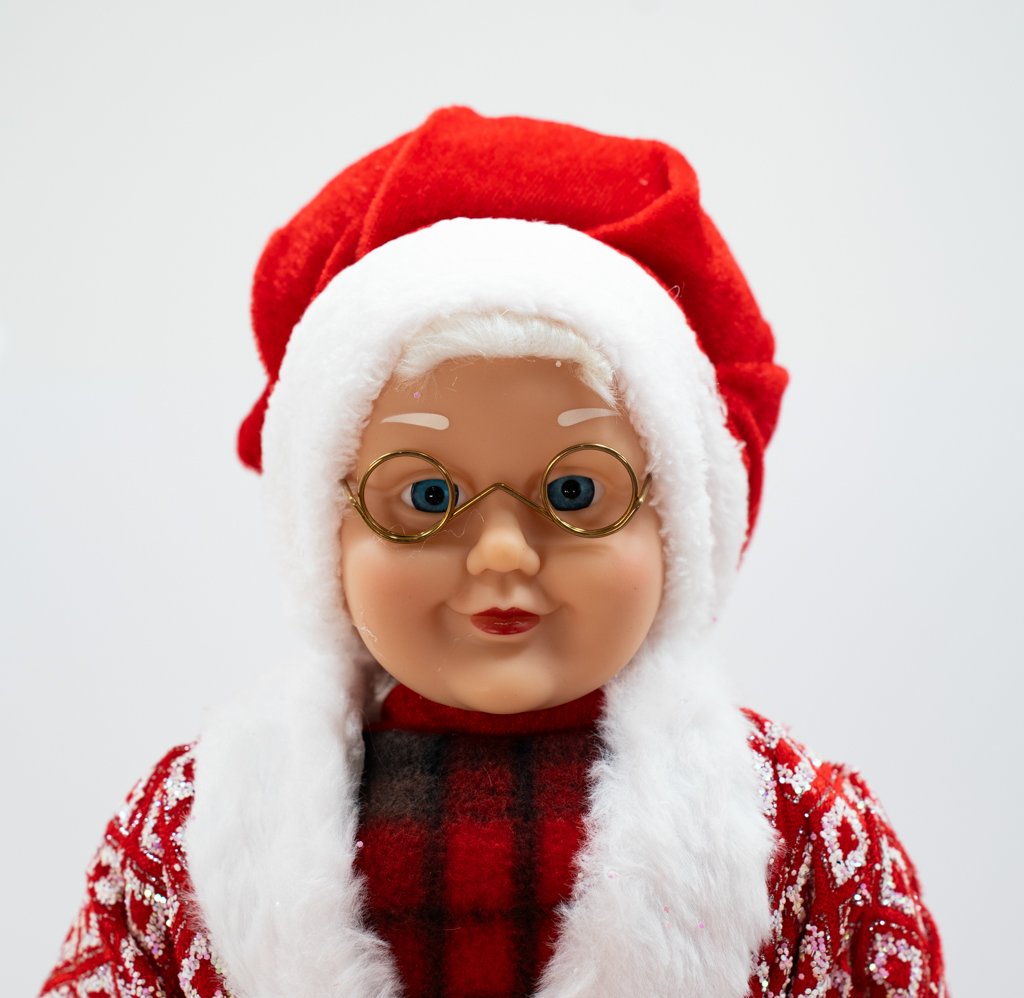 Enfeite Natalino Boneca Mamãe Noel Tecido Decorativo 61 cm