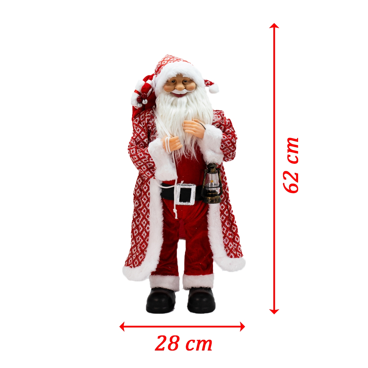 Enfeite Natalino Boneco Papai Noel Tecido Decorativo 62 cm