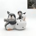 Enfeite Natalino Pinguins Nevado Decoração Luminária Luz LED