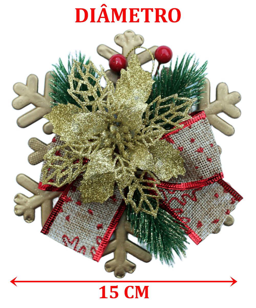 Enfeite Pendente Natalino Laço Arranjo Decoração Natal 15cm