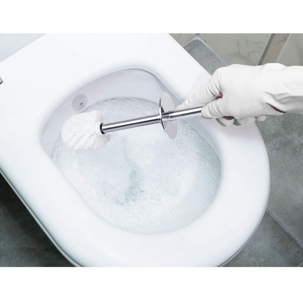 Escova Sanitária com Suporte Plástico Cerdas Arredondadas Branco