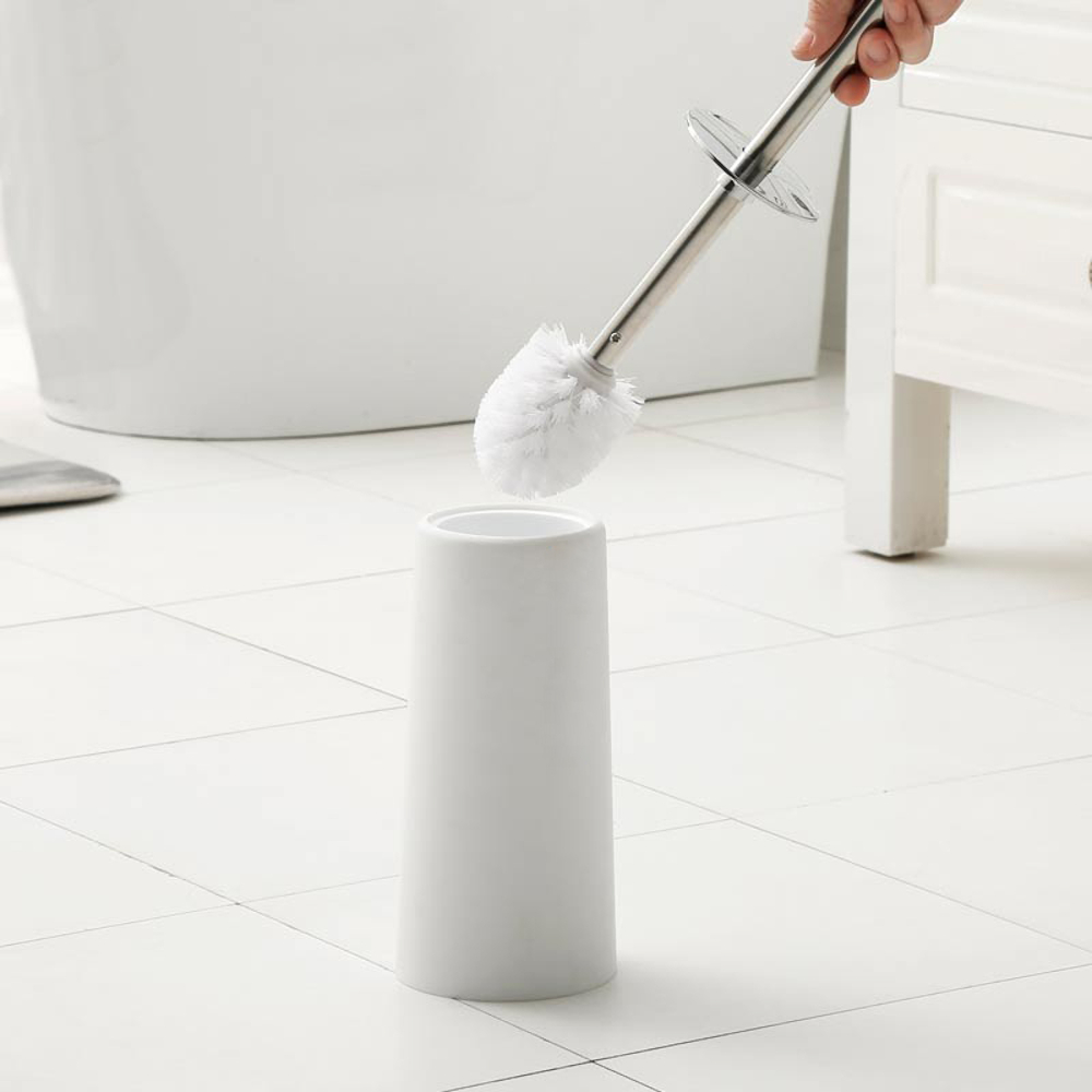 Escova Sanitária com Suporte Plástico Cerdas Arredondadas Branco