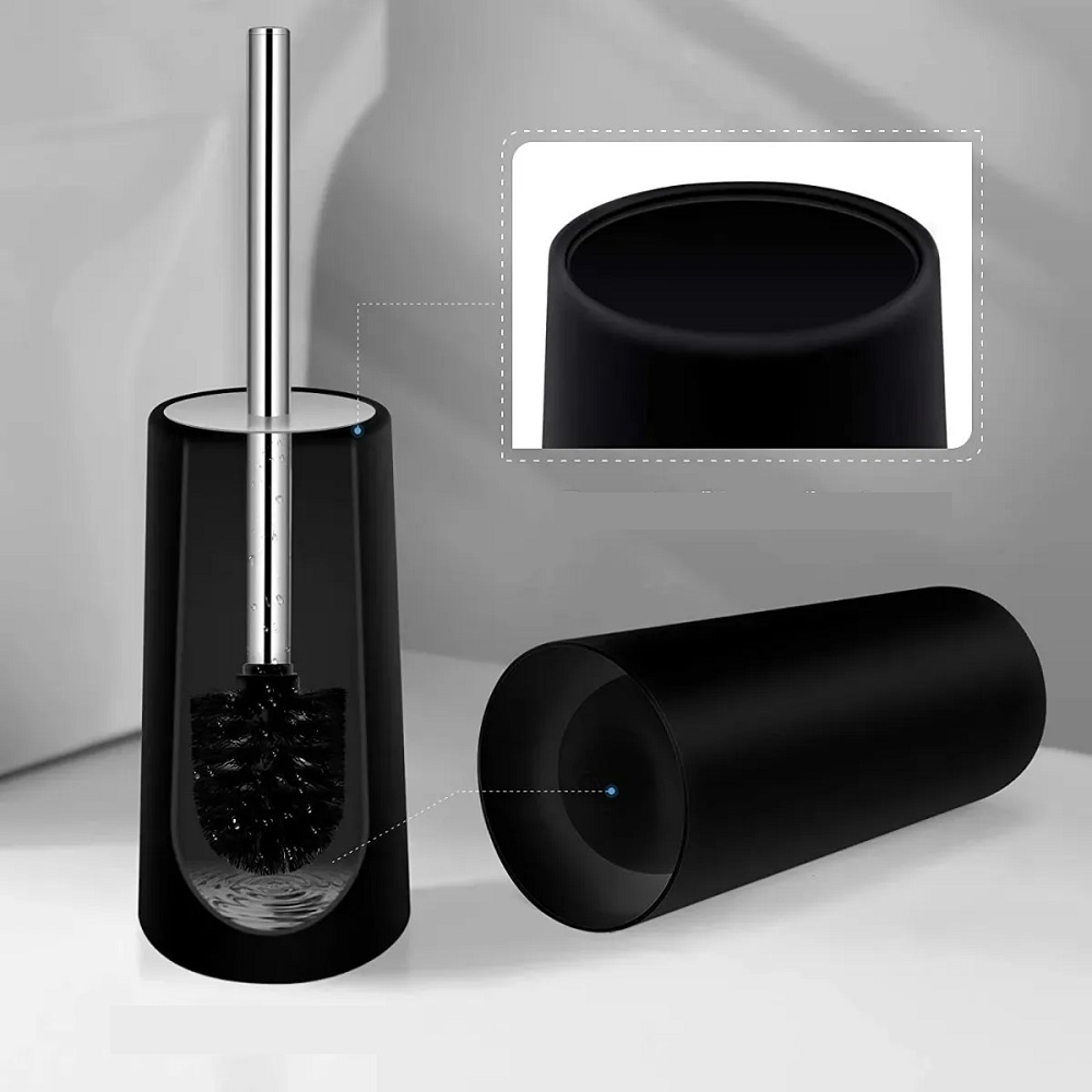 Escova Sanitária com Suporte Plástico Cerdas Arredondadas Preto