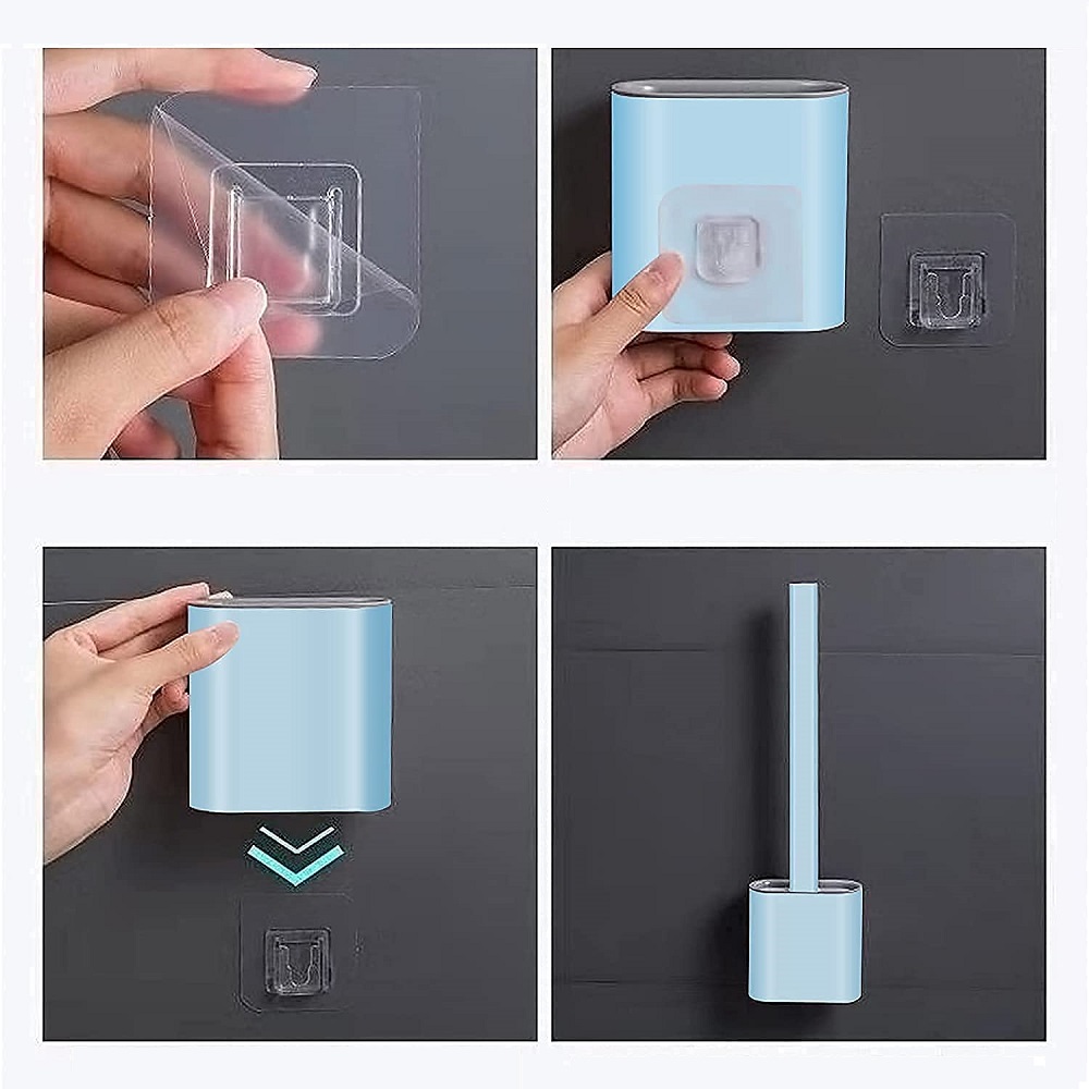 Escova Vaso Sanitario Cerdas Silicone Slim Azul