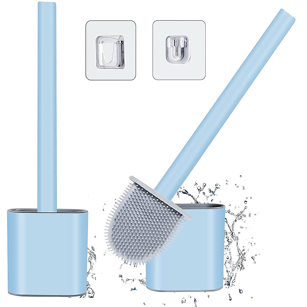 Escova Vaso Sanitario Cerdas Silicone Slim Azul