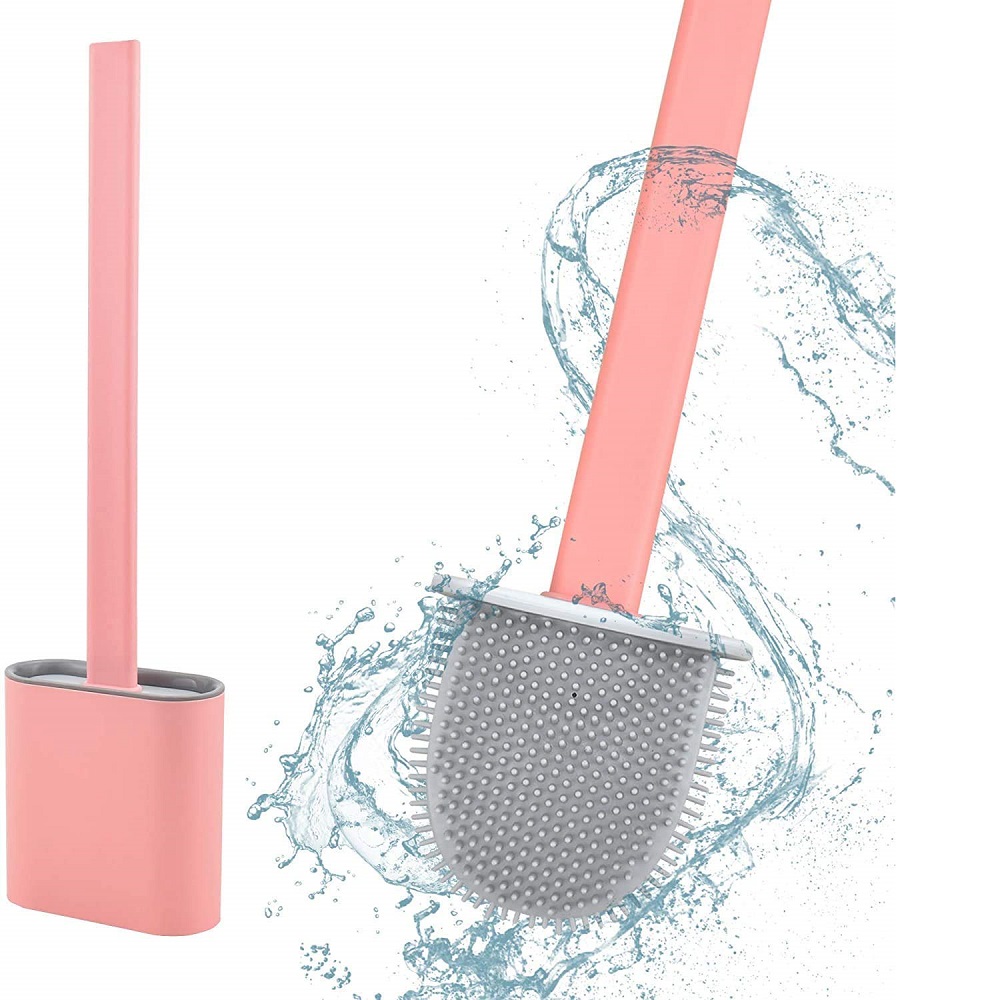 Escova Vaso Sanitario Cerdas Silicone Slim Rosa