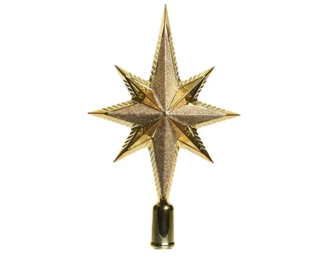 Estrela Ponteira De Árvore Natal Enfeite Natalino Dourada 30cm