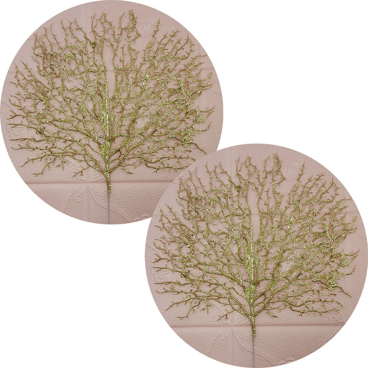Flores Algas Coral Natalino Gliter Dourado 40x50cm Kit 8pçs