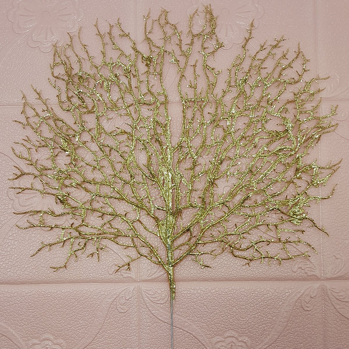 Flores Algas Coral Natalino Gliter Dourado 40x50cm Kit 8pçs