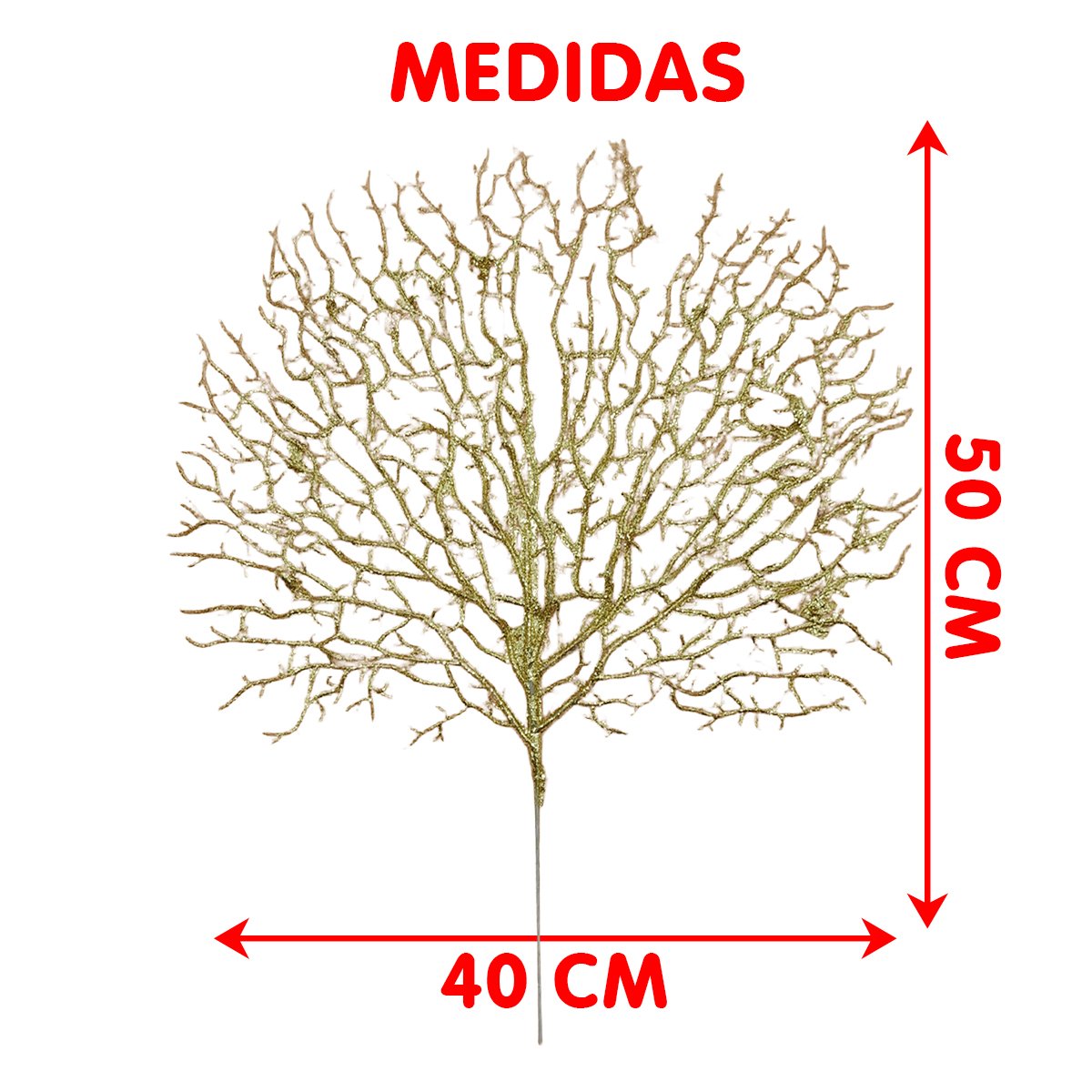 Flores Algas Coral Natalino Gliter Dourado 40x50cm Kit 8pçs