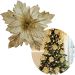 Flores Brilhantes Dourada Decoração Natal De 40cm Kit 10pçs