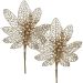 Flores Enfeite Árvore Natal Gliter Dourado De 45cm Kit 12pçs